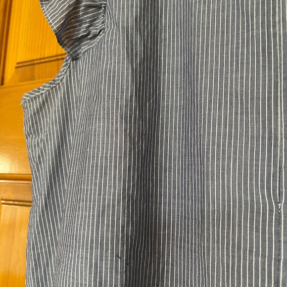 Express Blue/White Pinstripe Ruffle Shift Dress M - Picture 7 of 8